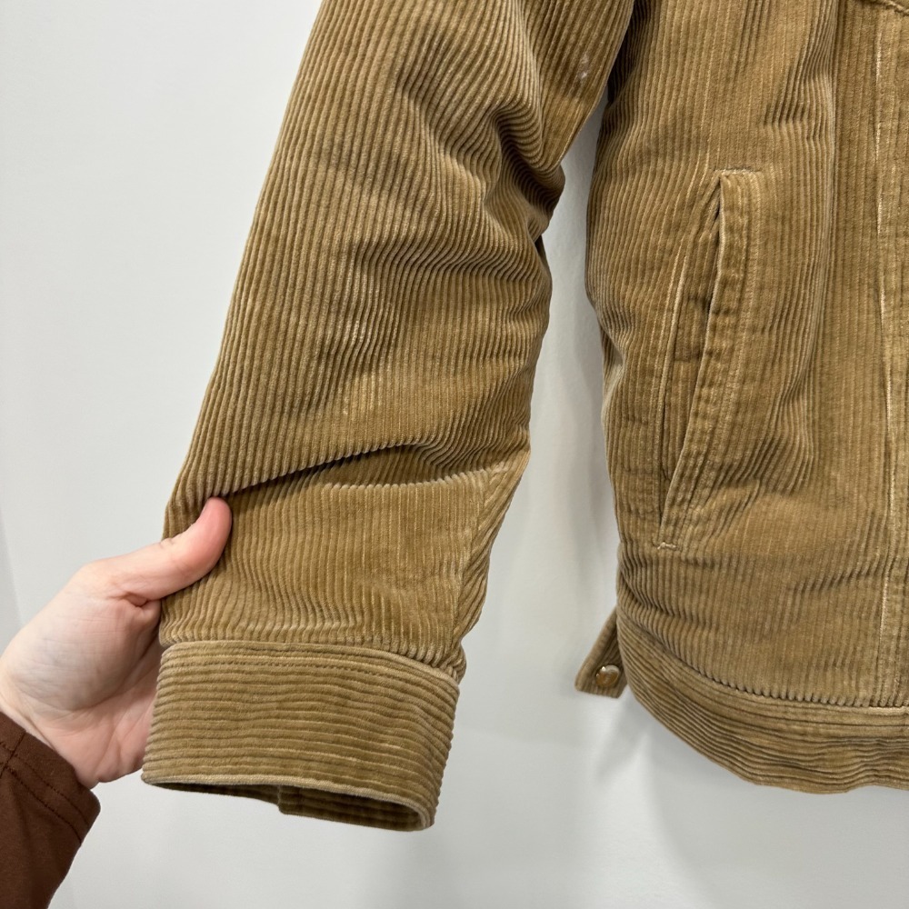 KITH Womens Jacket XL Tan‎ Corduroy Sherpa Lined Fuzzy Gold Zip Designer - Picture 9 of 13